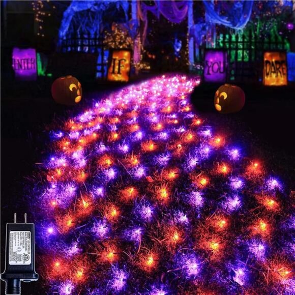 360 LED Halloween Net Lights Outdoor, 21 ft x 5 ft Connectable Mesh String Light - Picture 1 of 7